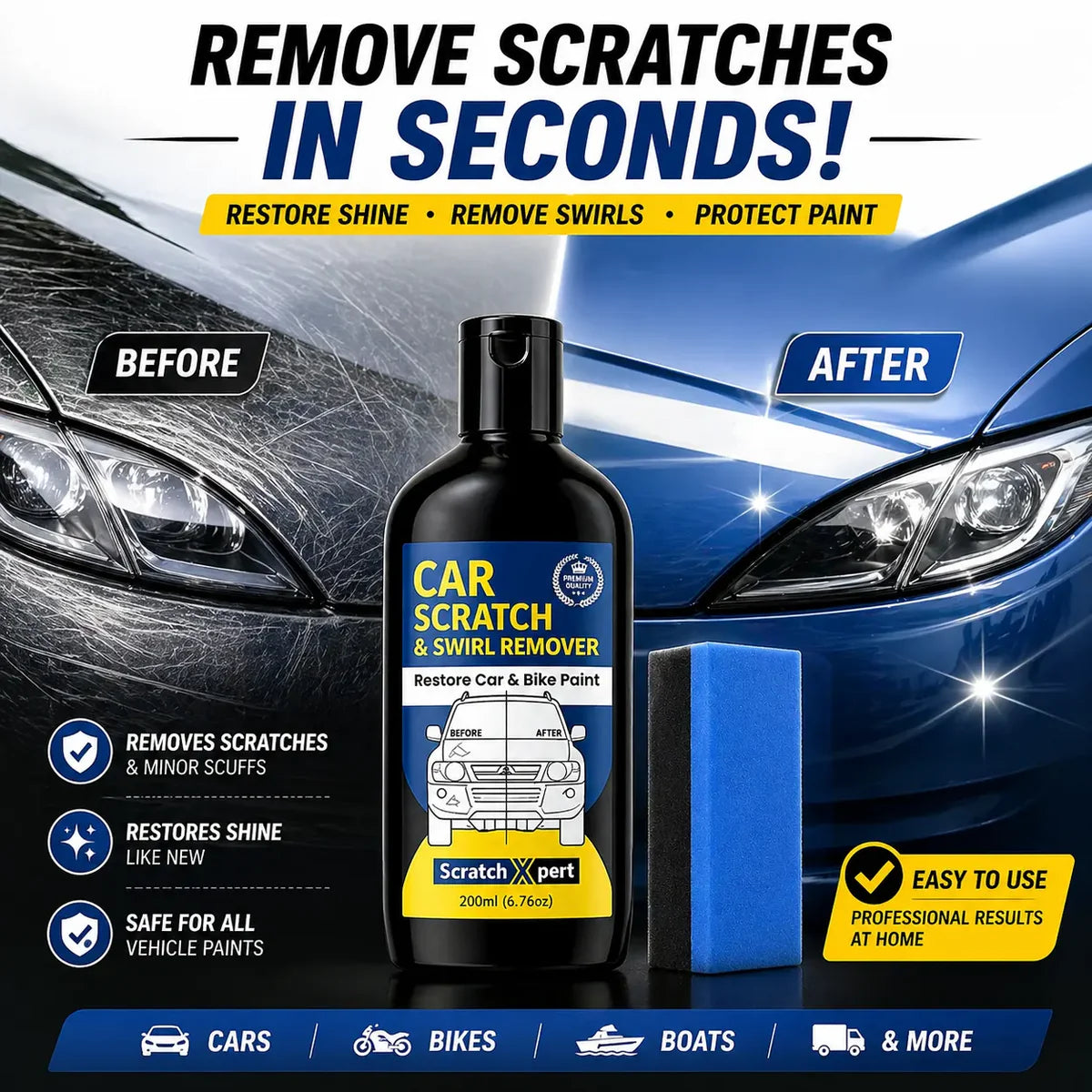 Car Body Scratch Remover for All Colors (Pack of 2)
