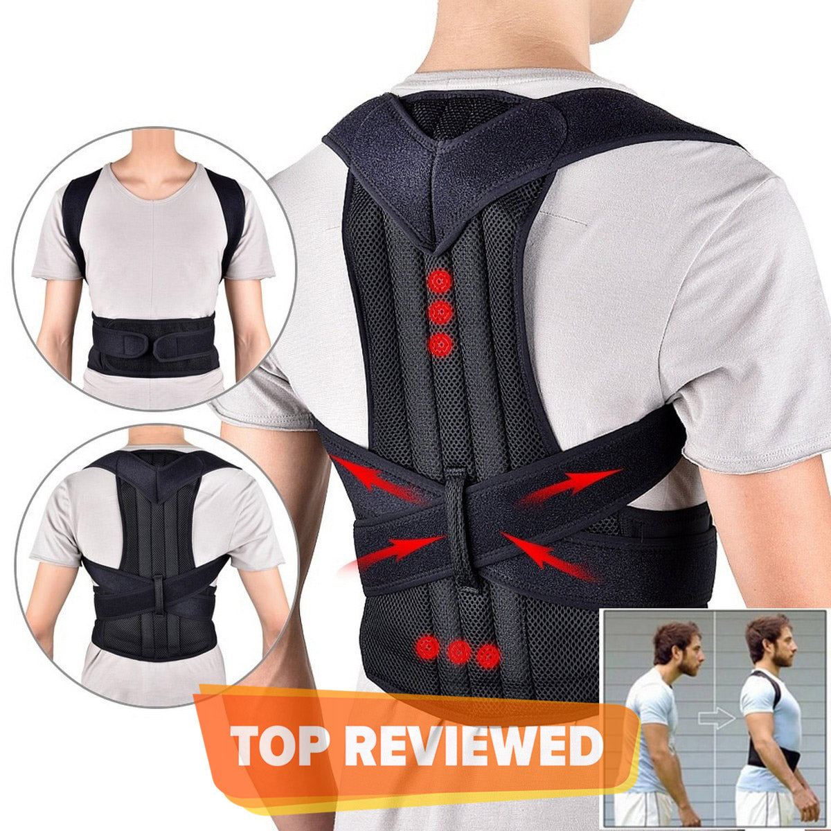 Adjustable Back Support Belt for Posture Correction and Pain Relief (Men and Women)